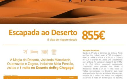 Escapada ao Deserto Marrocos até 31-10-2015
