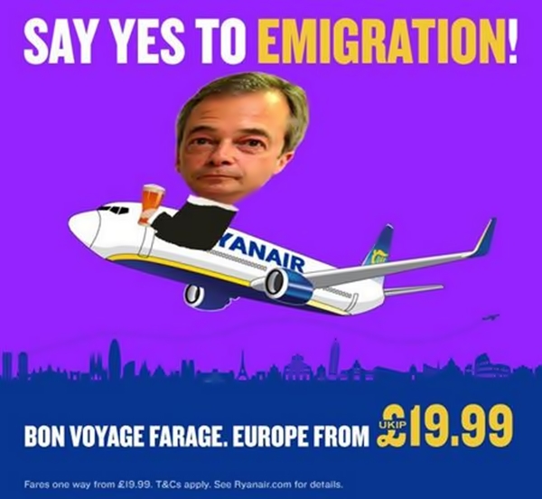 Boa Viagem da Ryanair a Nigel Farage
