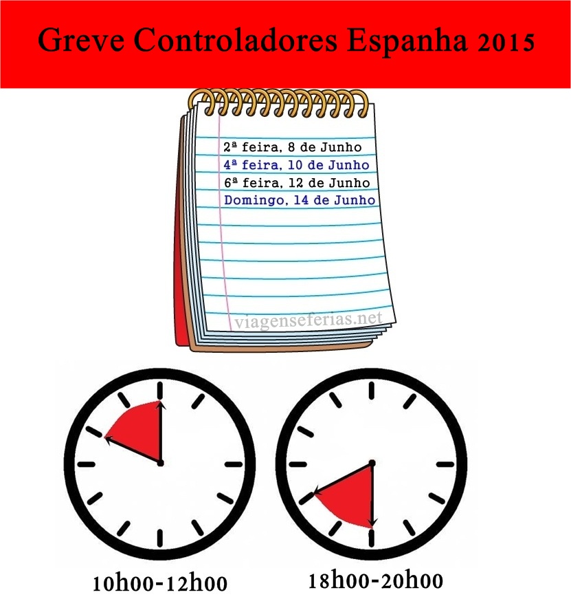 Greve Controladores Aéreos Espanha 8, 10, 12, 14 Junho