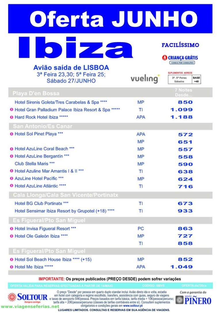 Férias Ibiza Junho 2015 desde 557 euros
