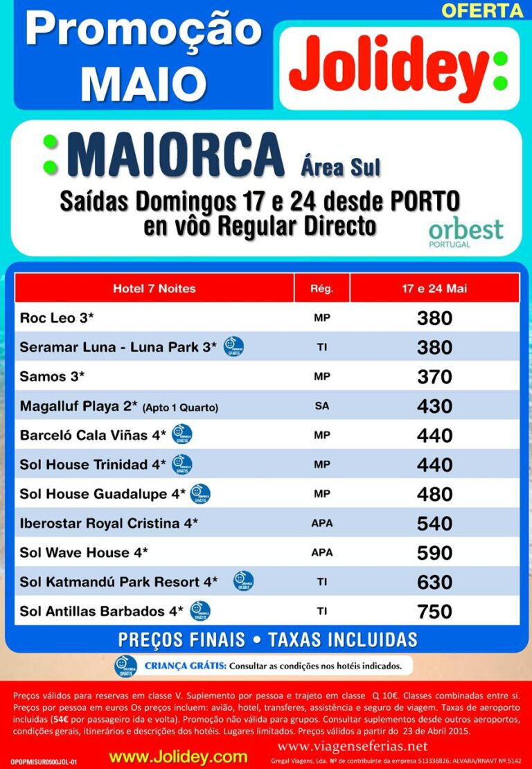 Saída 17 e 24 de Maio 2015 Férias ilha de Maiorca