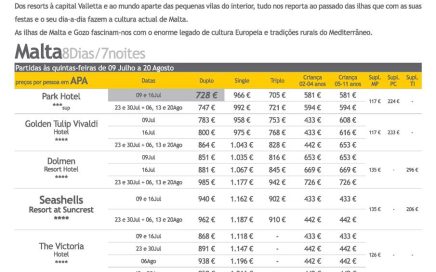 50€ de desconto nas Férias em Malta Julho e Agosto 2015
