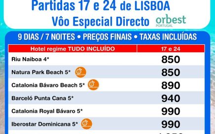 Punta Cana desde 850€ a 17 e 24 de Junho 2015
