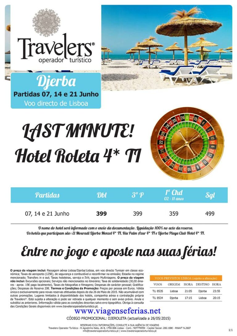 7, 14 e 21 de Junho 2015 Férias em Djerba