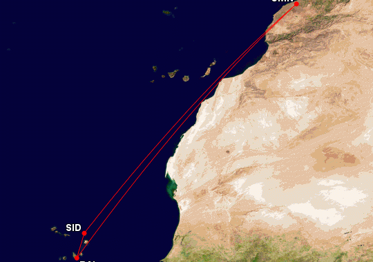 Rota Royal Air Maroc entre Casablanca e Cabo Verde