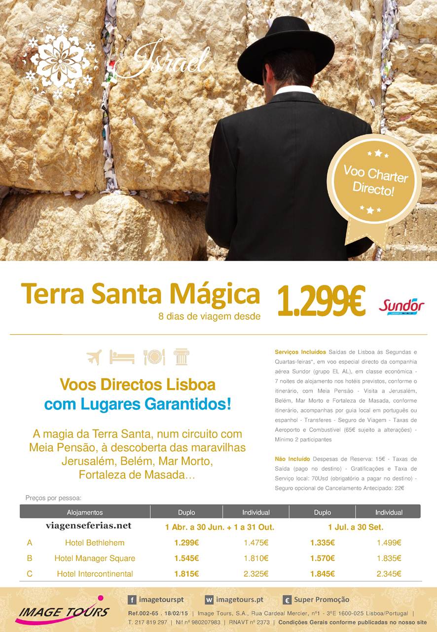 Férias na Terra Santa em 2015 desde Viagem a Jerusalem e Belem em 2015 desde 1299€