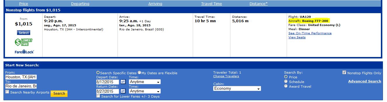 Ligação United Airlines até ao dia 17 de Agosto (Houston-Rio de Janeiro)
