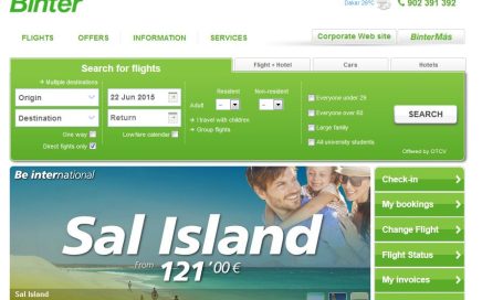 Cabo verde no site da Binter Canárias