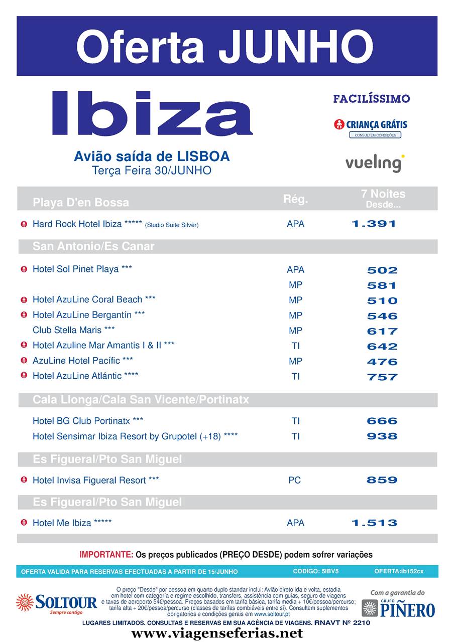 Férias Ibiza a 30 de Junho 2015