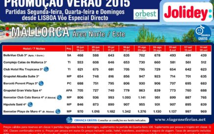 De 01-06 a 30-09 Férias Maiorca Norte desde 439€