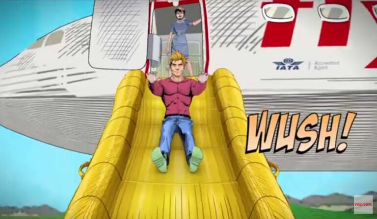 Os Super Herois no vídeo de segurança da Pegasus Airlines