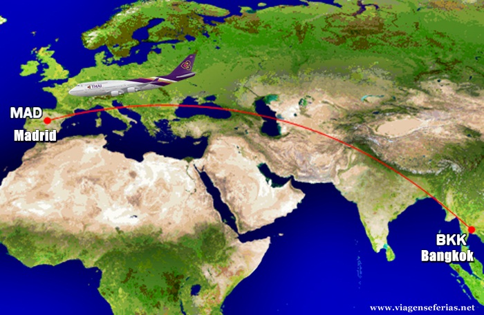 Rota Madrid-Bangkok pela Thai Airways