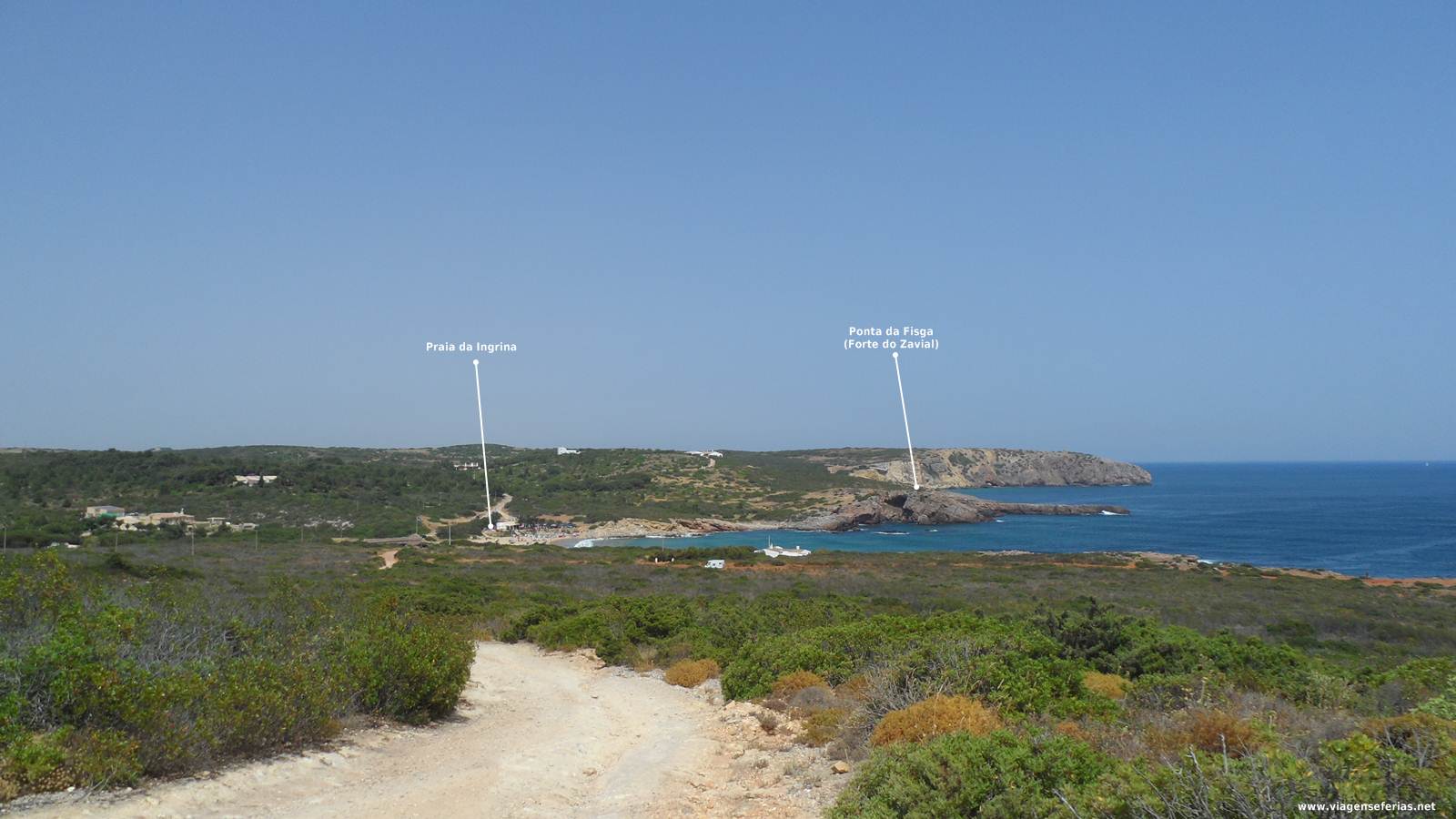 Localização do Forte do Zavial na Ponta da Fisga
