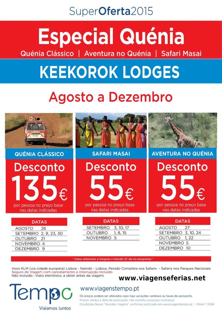 Viagens ao Quénia com 135€ de desconto até 12-2015