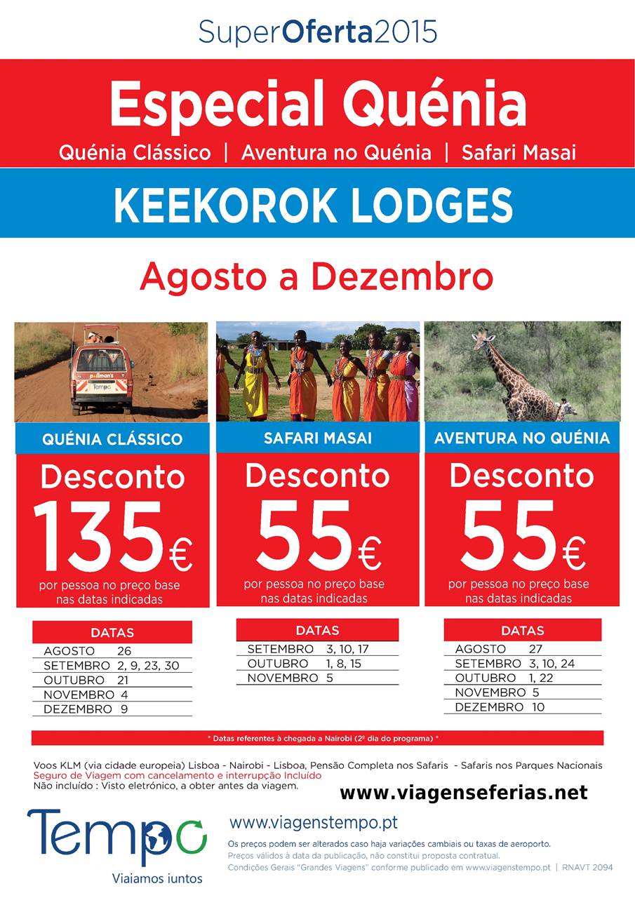 Viagens ao Quénia com 135€ de desconto até 12-2015