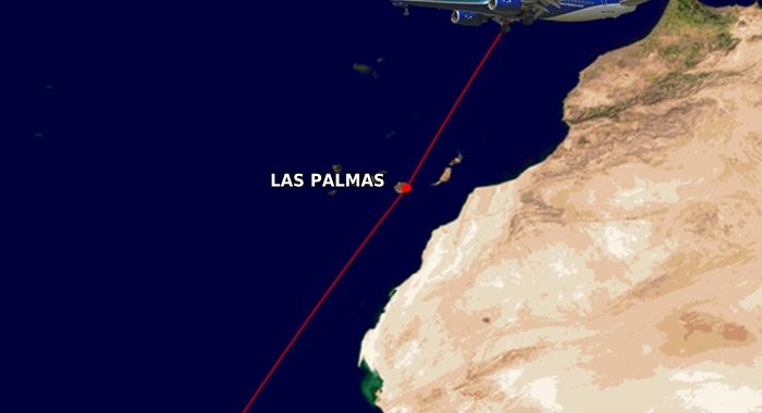 Rota aérea TACV Praia-Las Palmas-Lisboa