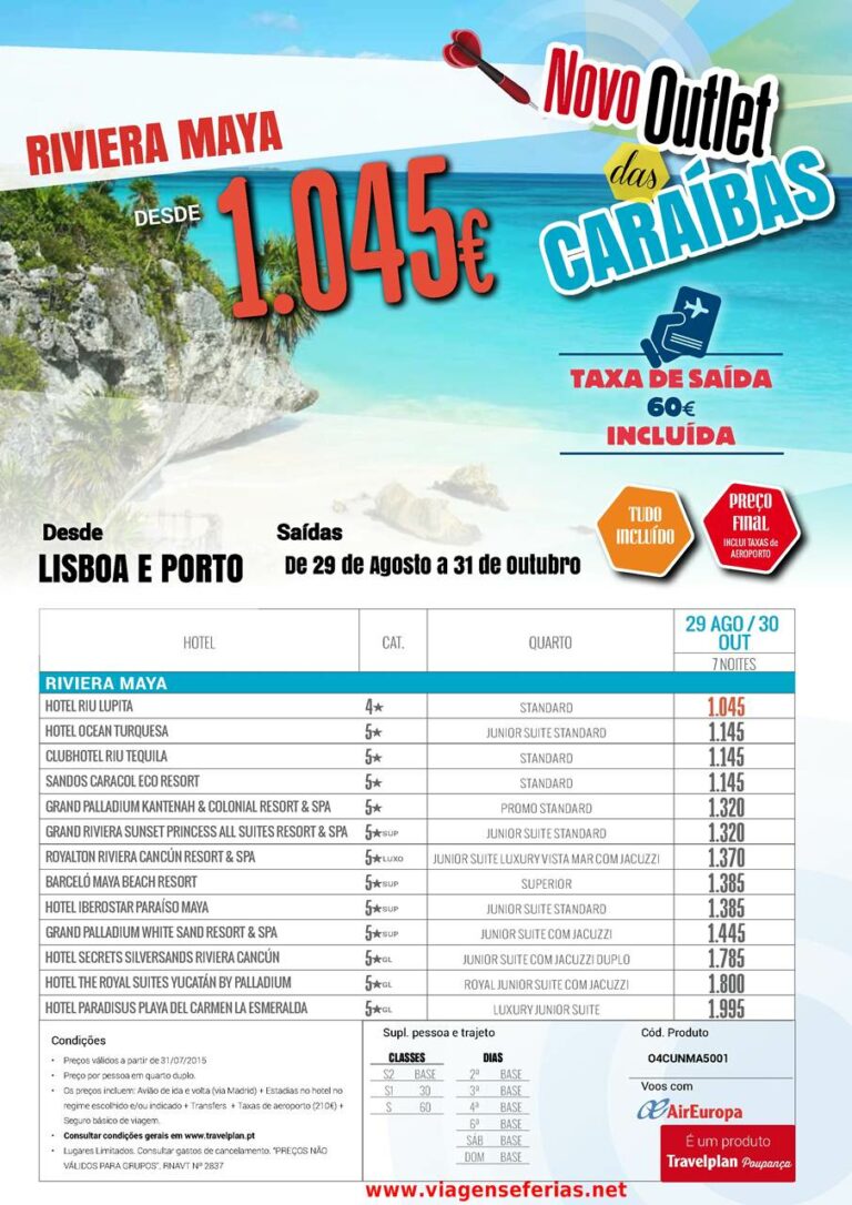 Riviera Maya desde 1045€ de 29-08 a 31-10-2015