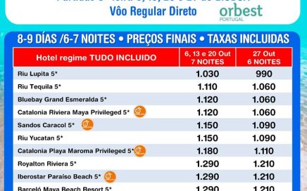 Até 27 de Outubro 2015 Promoção Férias na Riveira Maya