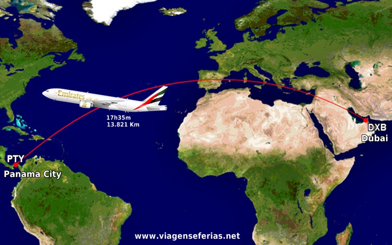 Rota Dubai-Panama da Emirates a partir de 01 fevereiro