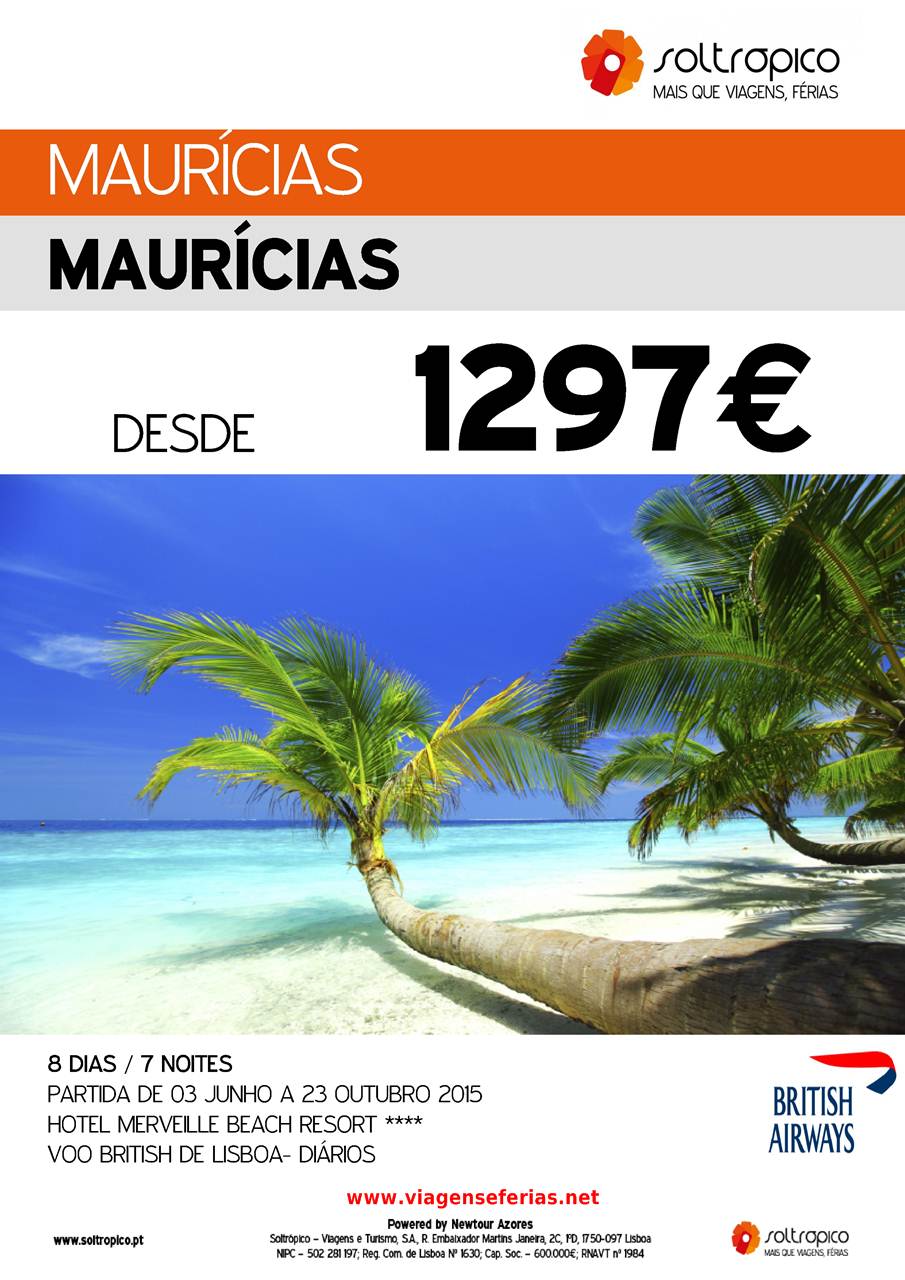 Desde 1297€ Férias nas Maurícias em Promoção (Outubro 2015)