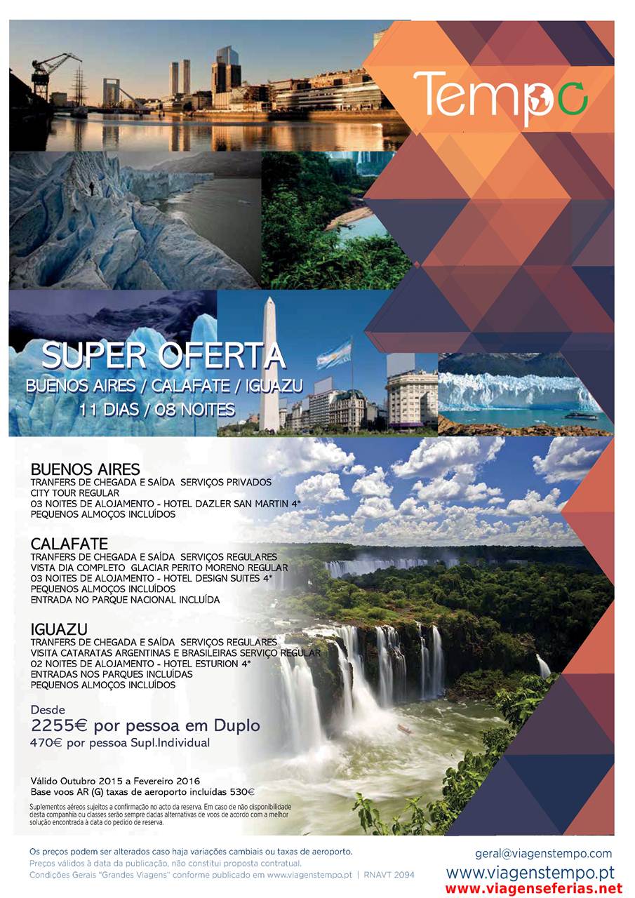 Férias Argentina (Buenos Aires, Calafate, Iguaçu) 11 dias