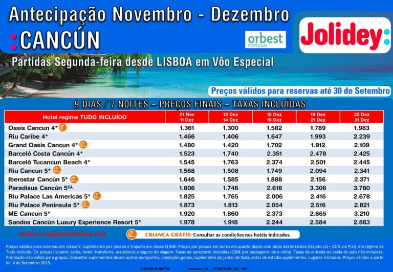 Viagens Cancun Ultima Hora desde 1300€ voo especial