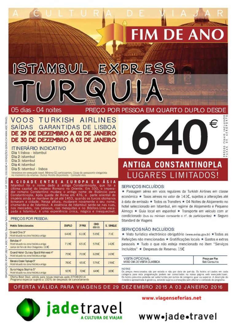 Passar o fim de ano 2015 em Istambul por 640€