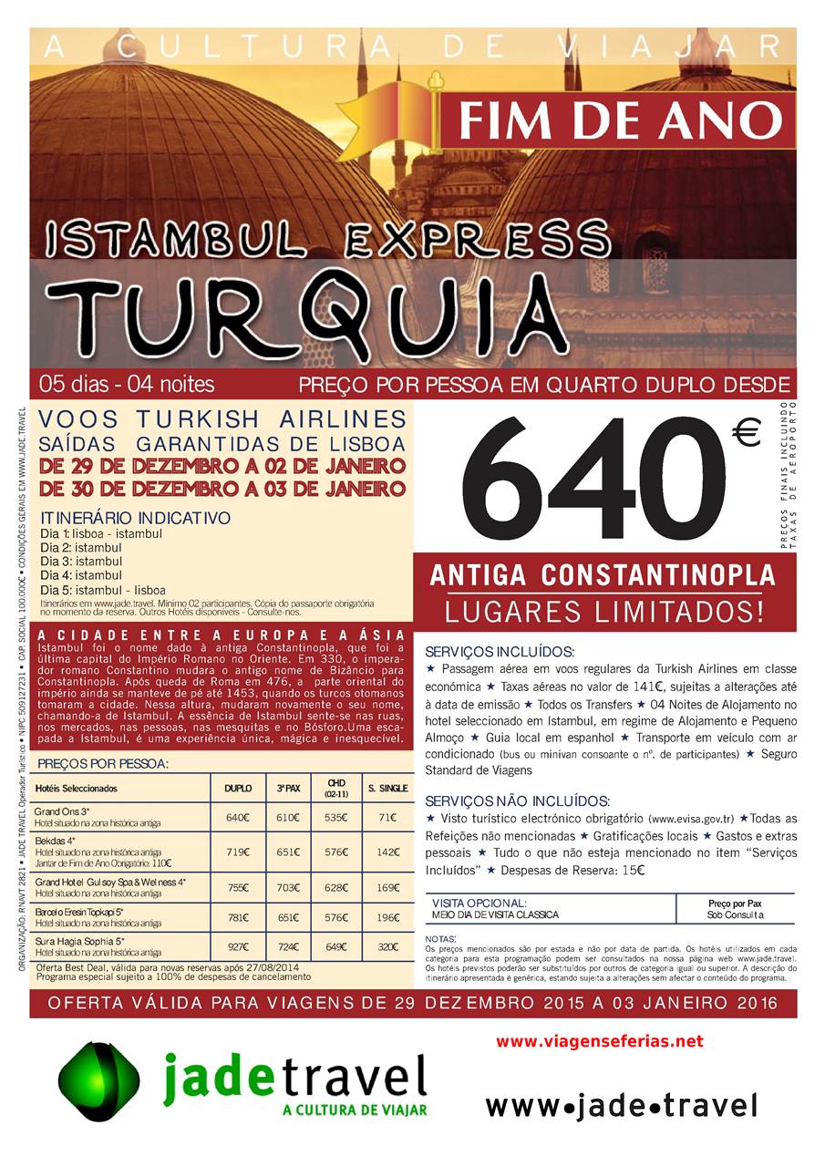 Passar o fim de ano 2015 em Istambul por 640€