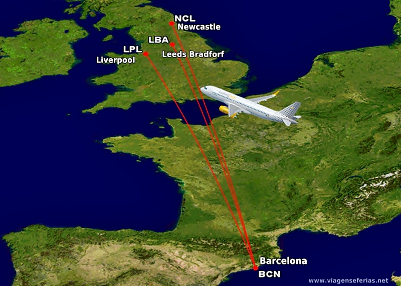 Rotas para o Reino Unido em 2016 da Vueling