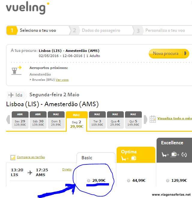 Voos entre Lisboa e Amestrdão pela Low Cost Vueling a parti de 29€