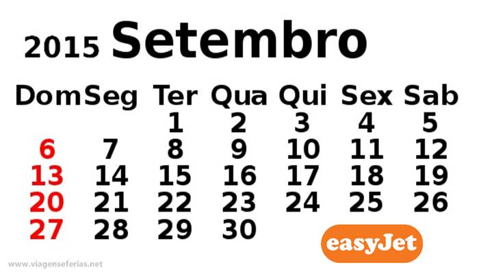 valores em Setembro de 2015 da low cost easyjet