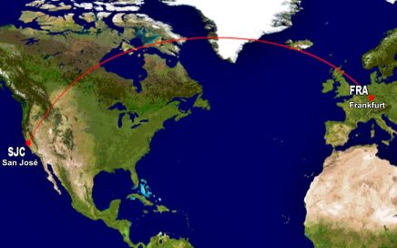 Rota dos voos Frankfurt-San José da Lufthansa