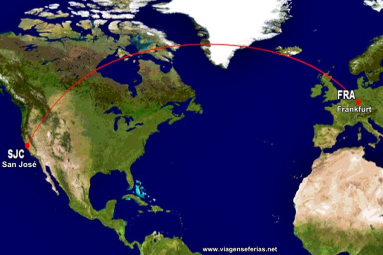 Rota dos voos Frankfurt-San José da Lufthansa