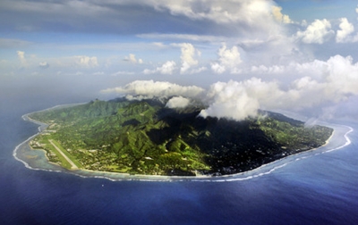 Rarotonha nas ilhas Cook vista de cima