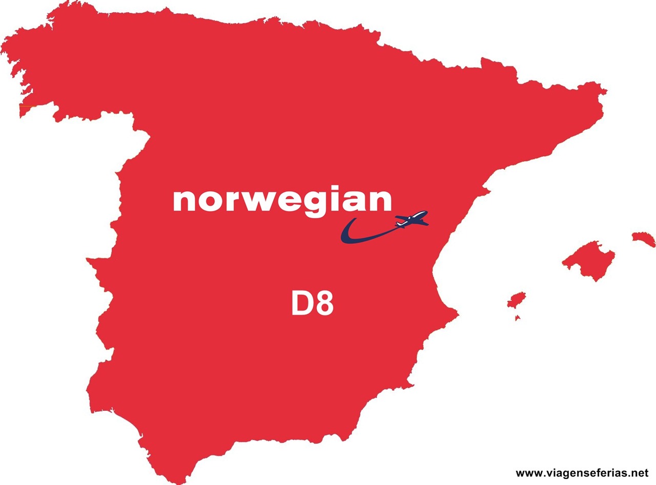 Codigo de voo D8 da Low Cost Norwegian em Espanha