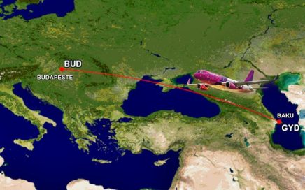 Rota dos voos Budapeste-Baku pela Wizz Air