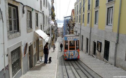 Elevador da Bica visto do Calhariz em Lisboa