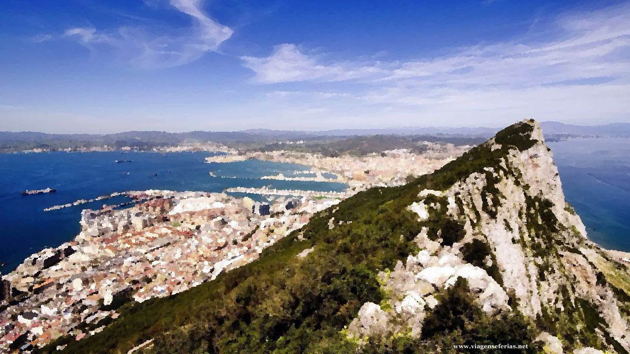 Vista de Gibraltar a partir do rochedo (pintura a óleo)