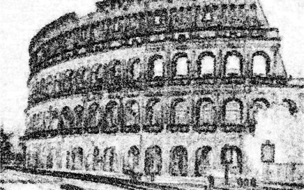 Pintura a lápis do Coliseu de Roma em Itália