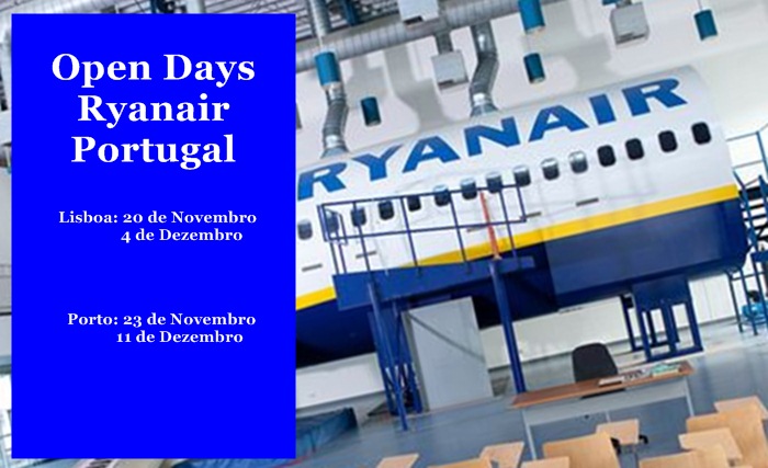 Recrutamento Ryanair Open Days 4 e 11 de Dezembro em Portugal