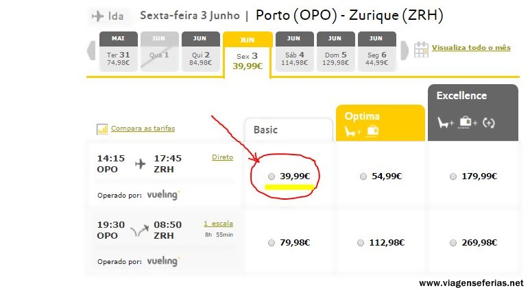Voos entre Porto e Zurique pela Low Cost Vueling desde 39.99€