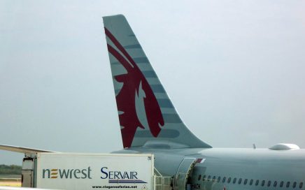 Oryx simbolo da Qatar Airways na cauda de um avião