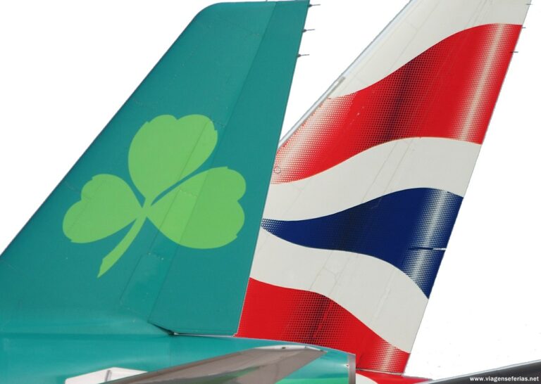 Caudas das Companhias Aéreas Aer Lingus e British Airways