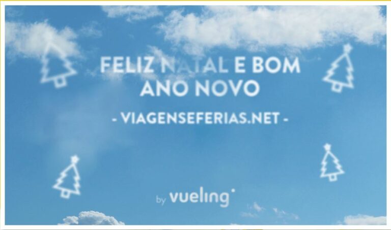 Cartão Flying Wishes da Vueling a desejar Feliz Natal e Bom Ano Novo