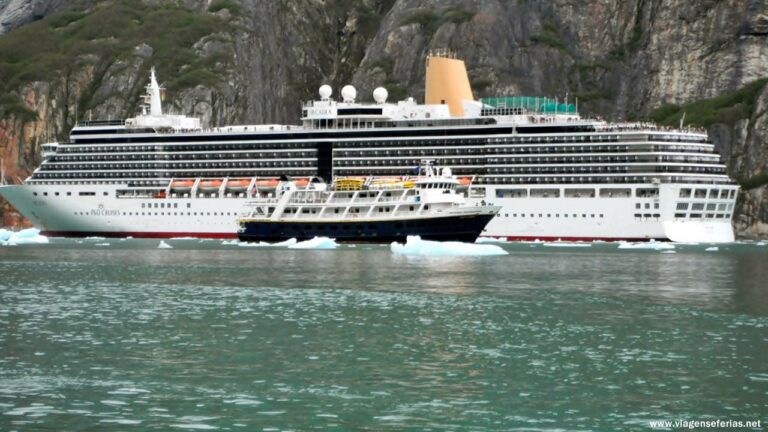 Navio National Geographic Sea Bird ao lado do P&O cruises arcadia
