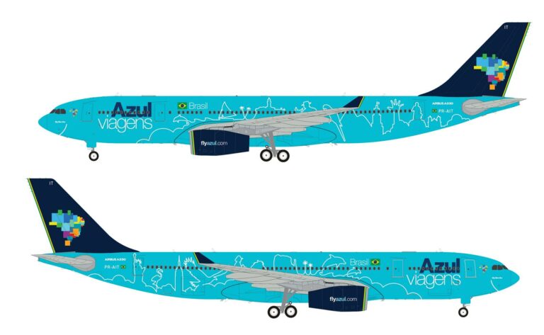 Desenho num A330 da Azul Linhas Aéreas