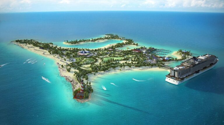 ilha Ocean Cay nas Bahamas que pertence à MSC Cruzeiros