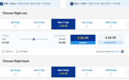 Voos entre Vigo e Bolonha desde 26.99 euros na low cost Ryanair