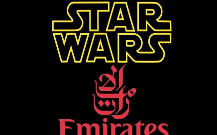 Logos da Emirates Airline e dos filmes Star Wars