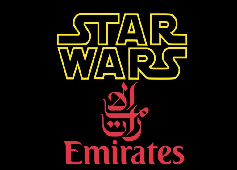 Logos da Emirates Airline e dos filmes Star Wars